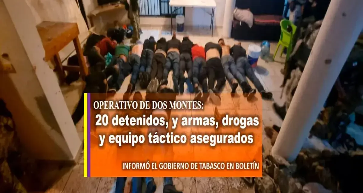 OPERATIVO DE DOS MONTES: 20 detenidos y armas, drogas y equipo táctico asegurados