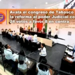 AVALA EL CONGRESO DE TABASCO LA REFORMA AL PODER JUDICIAL CON 24 VOTOS A FAVOR 8 EN CONTRA