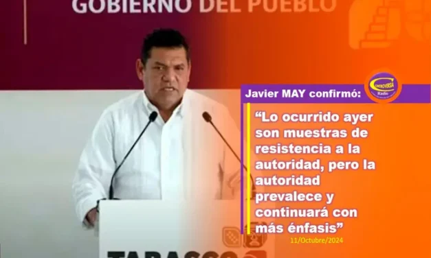 LA VIOLENCIA EN TABASCO ES POR REACCIÓN, DE LA PRESENCIA, ACCIÓN Y RESULTADOS DE LA AUTORIDAD; AFIRMA EN CONFERENCIA JAVIER MAY